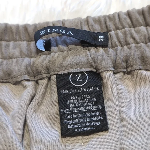 Zinga Lamb Leather Grey Suede Noah Boyfriend Pants Size 38/8 - Picture 9 of 15